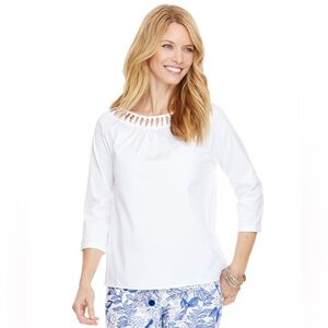 Vineyard Vines Poplin Basket Weave Top, Size 4